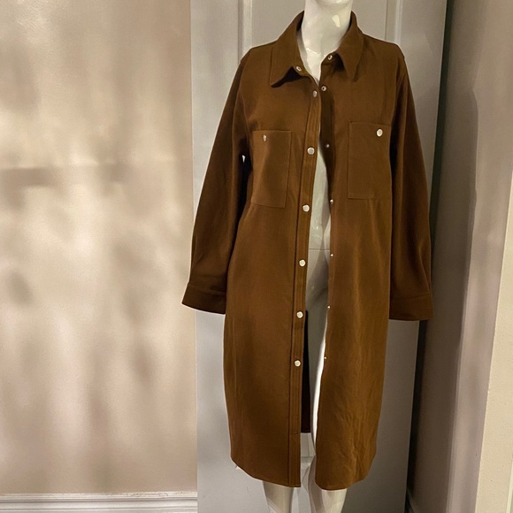 PGD Brown Women's Long Trench Coat L - Picture 3 of 12